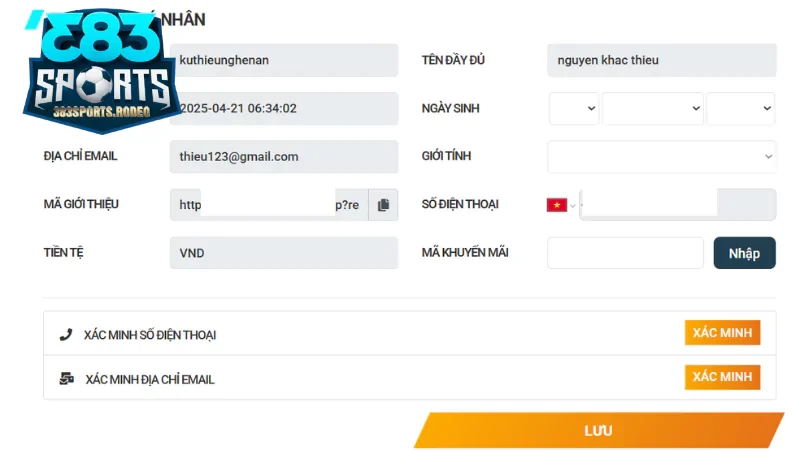 Đăng Ký 383sports: Tham Gia Cá Cược Nhanh Chóng Điền thông tin cá nhân một cách chính xác
